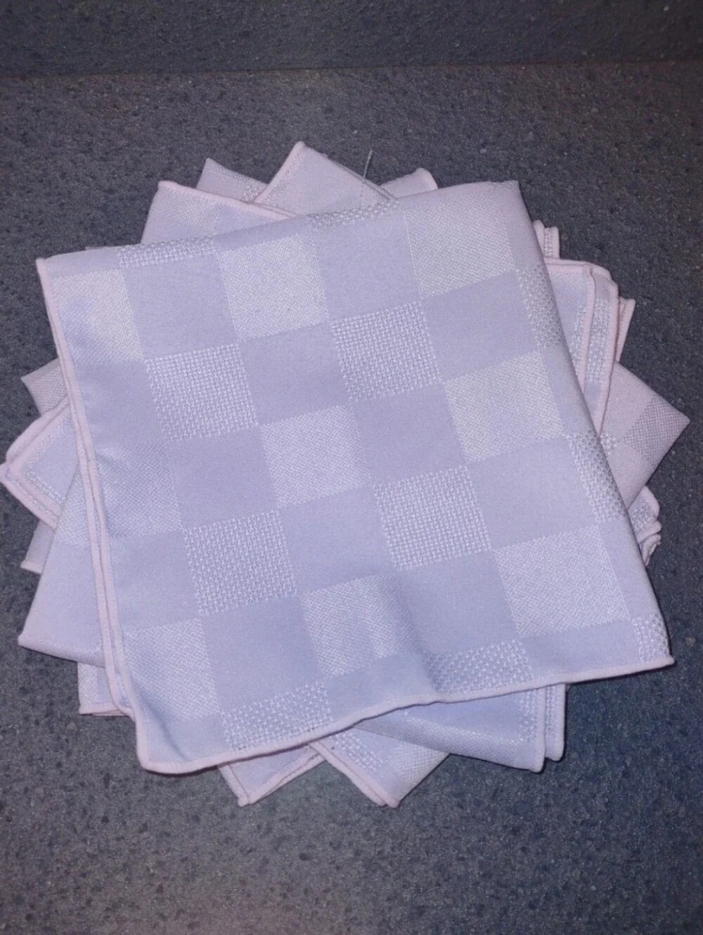 Set of 6 Soft Lilac Checkered Weave Cloth Napkins Pastel Purple/ Lilac Unbranded